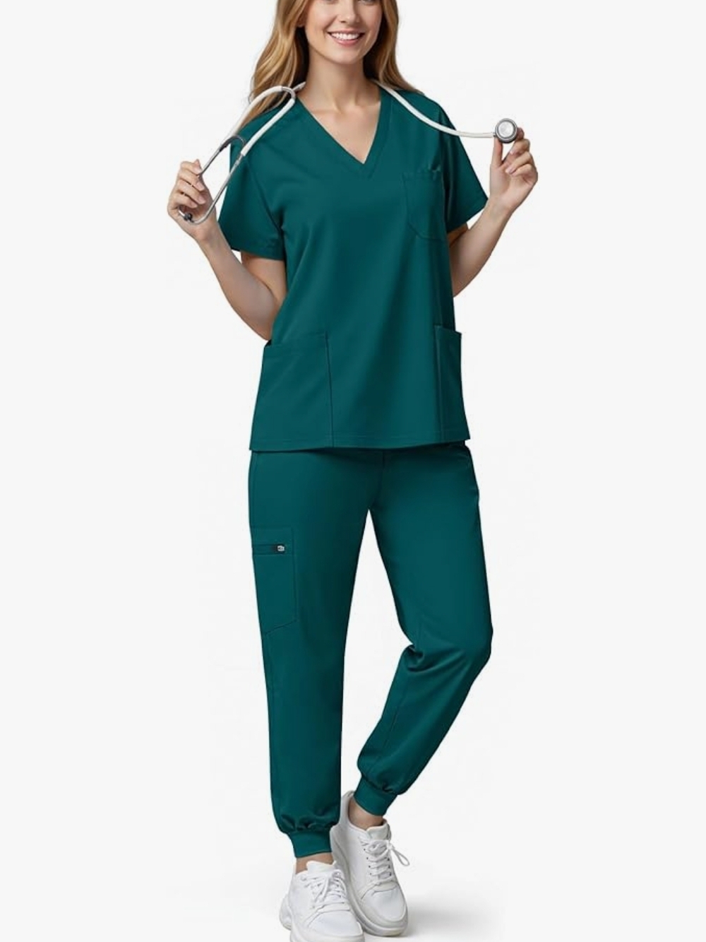 V-neck Medical Scrub Set in Teal